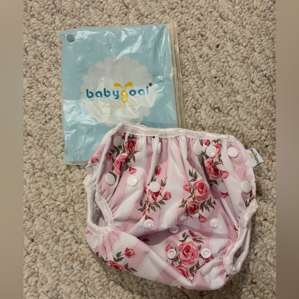 Baby Pink Floral Swim Diaper Cover